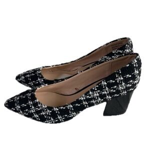 Ann Taylor Factory Houndstooth Black and White Formal Platform Heels Size 10